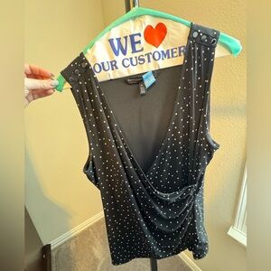White House Black Market Sleeveless Black Polka Dot Blouse
